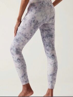Athleta Women Salutation Stash Tight Legging Pockets XL Gray Floral Print